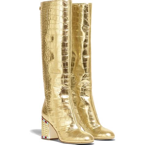 chanel crocrodile boots gold price